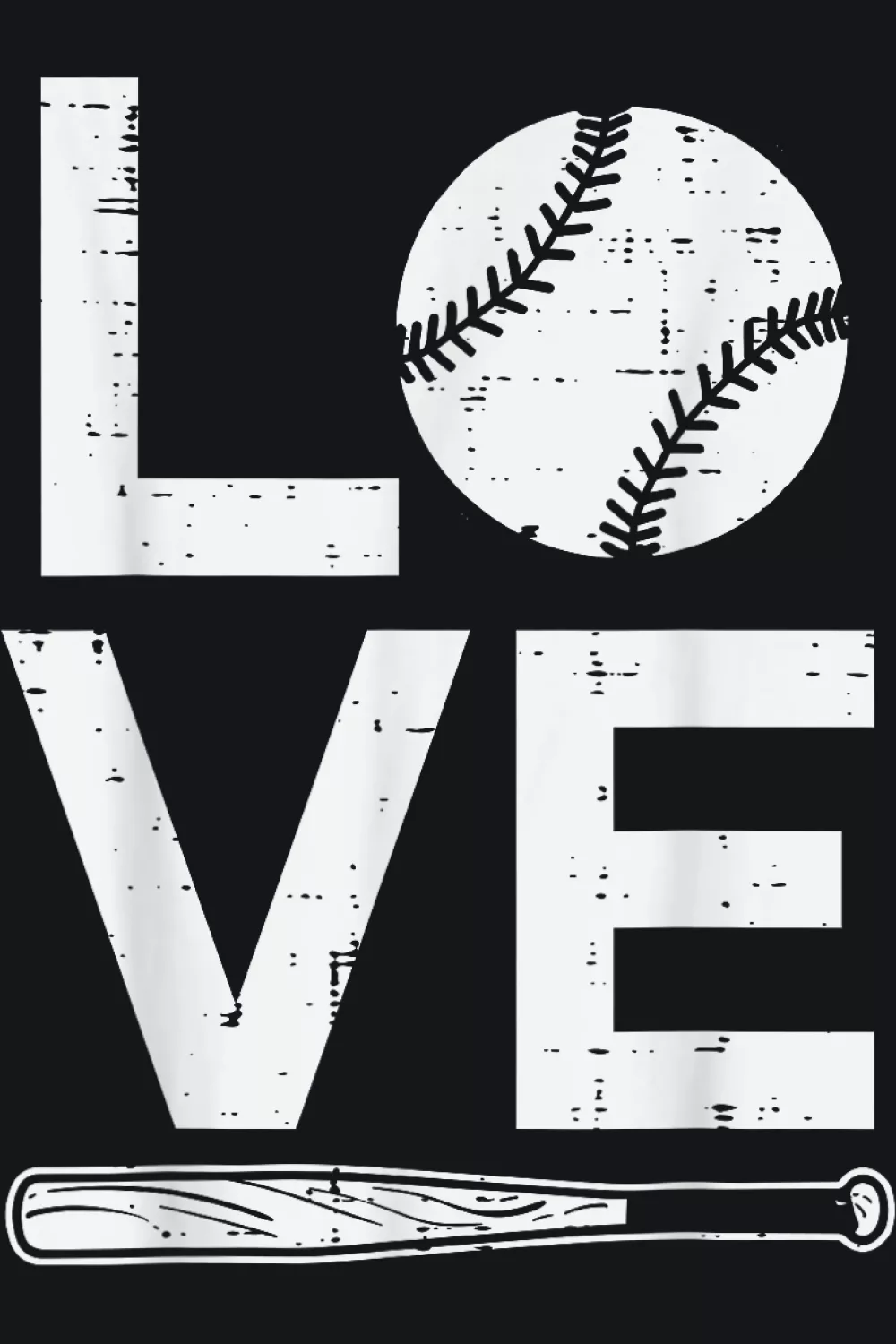 Distressed LOVE with bat underline