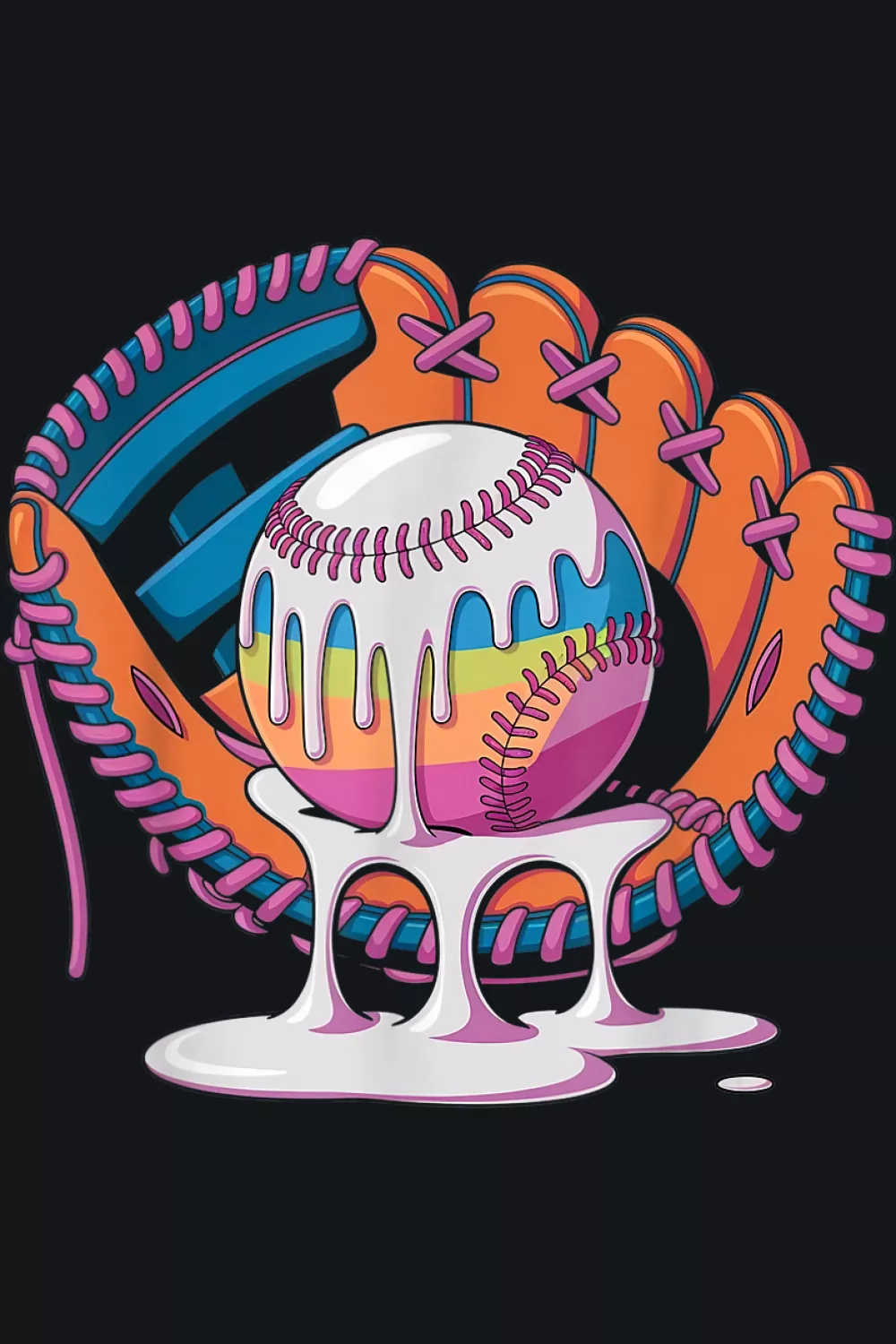 Melting drip effect on a mitt badge