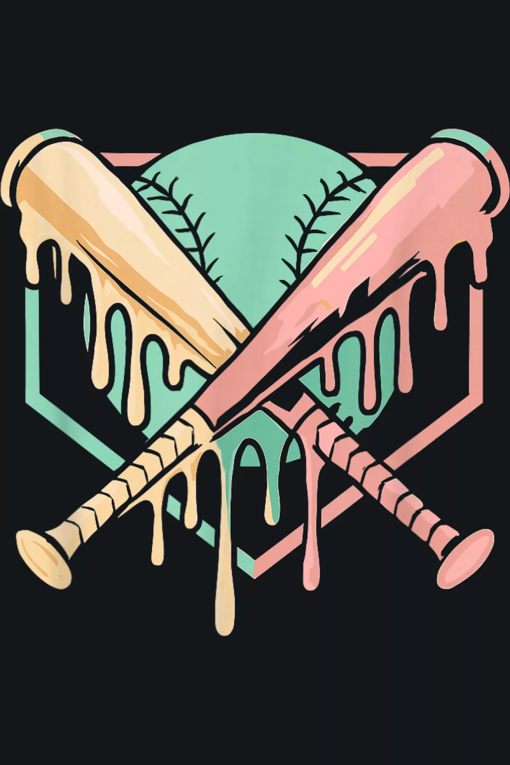 Melting drip over crossed bats crest