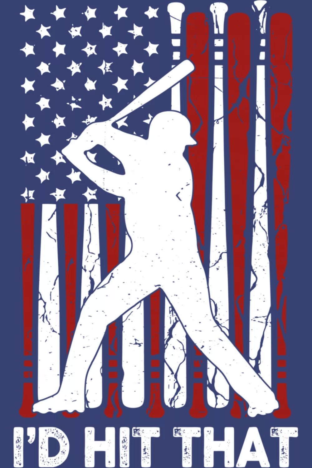 American flag bat themed I'd Hit That baseball graphic for boys and youth players.