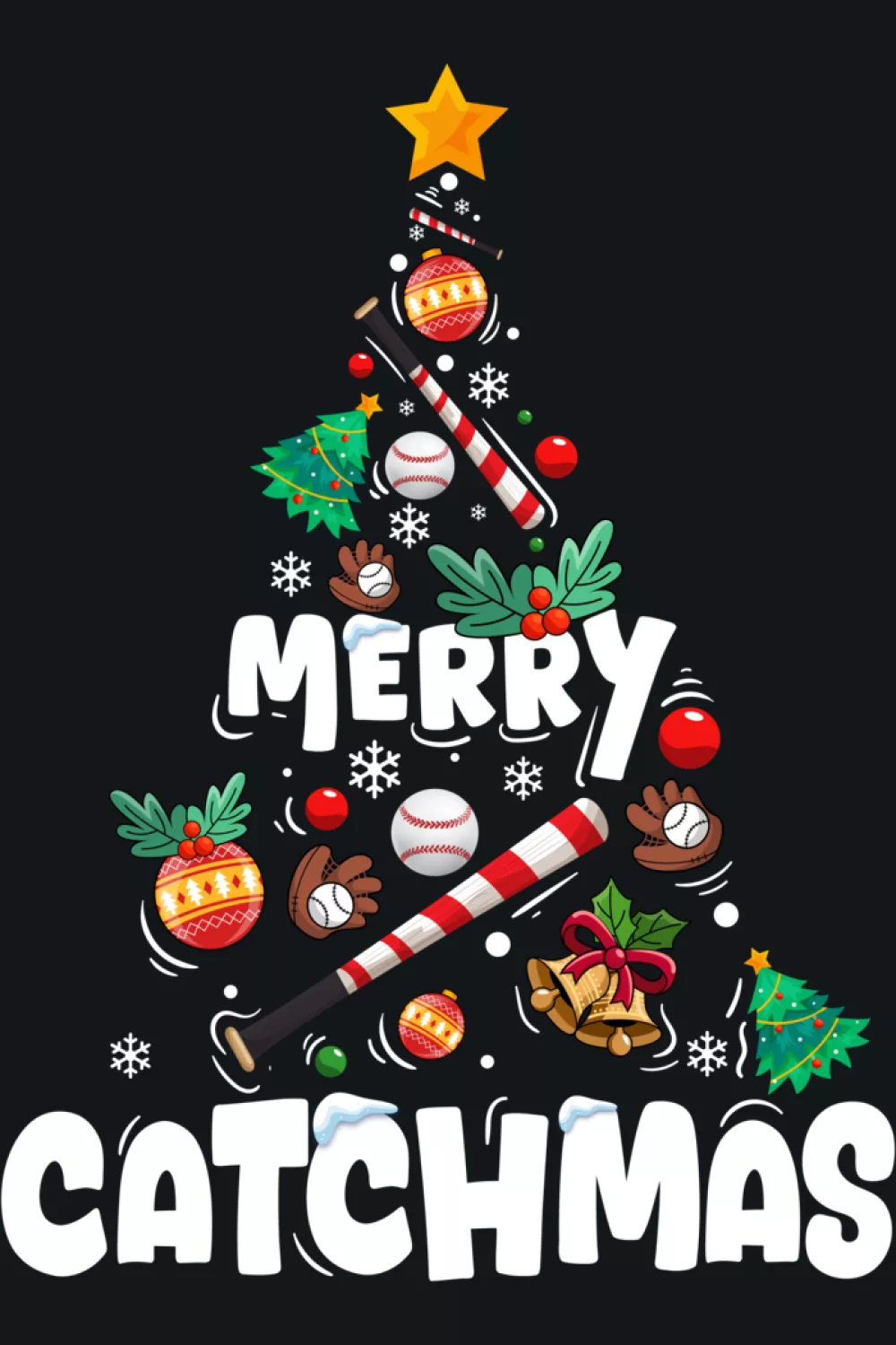 Catchmas scene with a smiling catcher standing in front of a glowing ball tree.