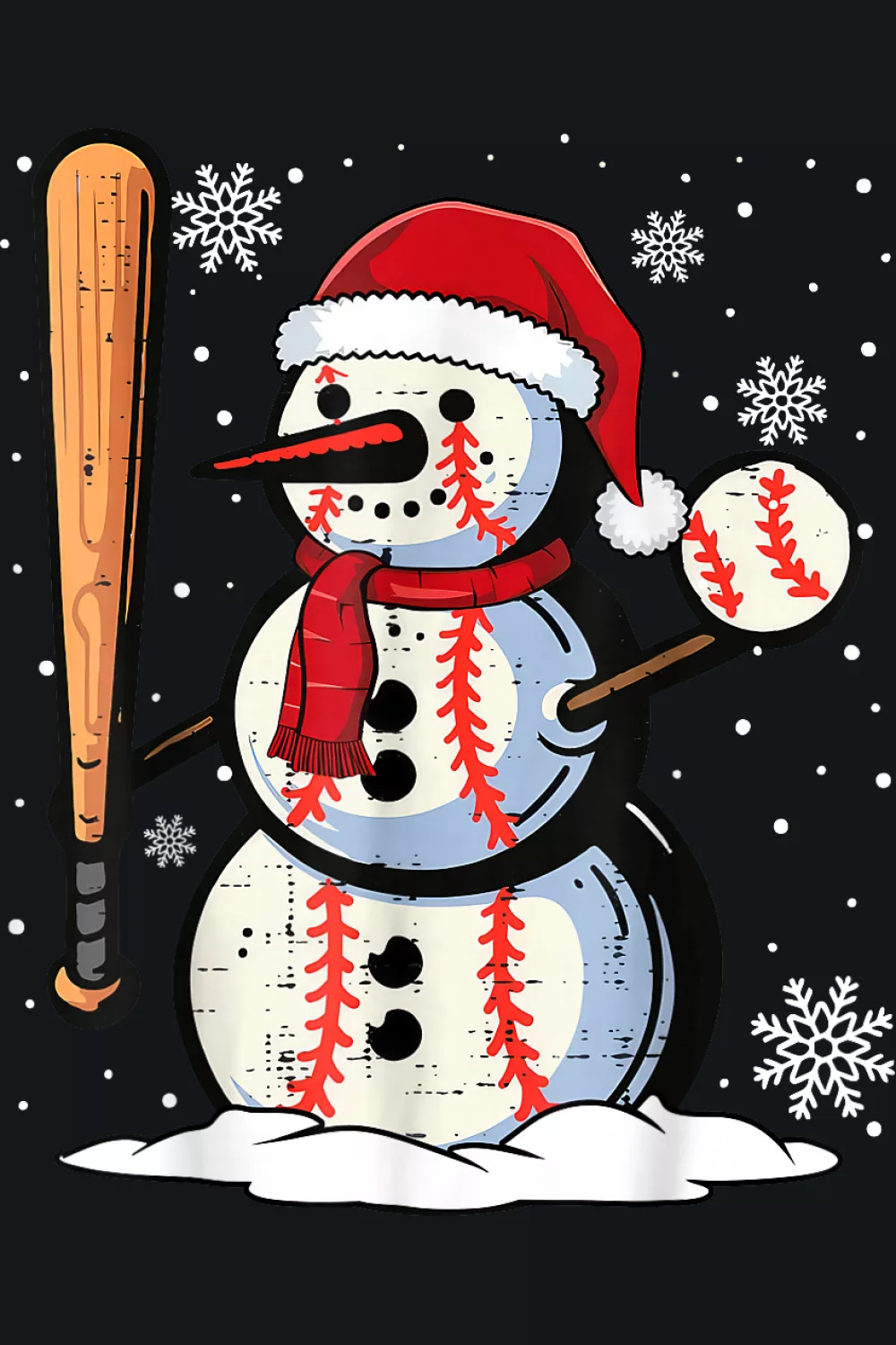 Snowman in Christmas pajamas batting