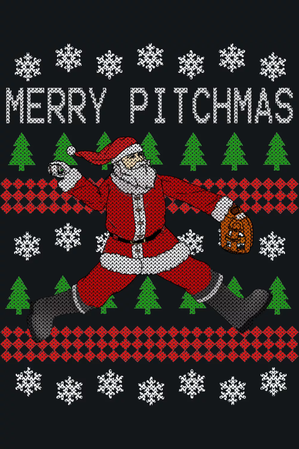 Merry Pitchmas baseball pitcher funny Santa Christmas
