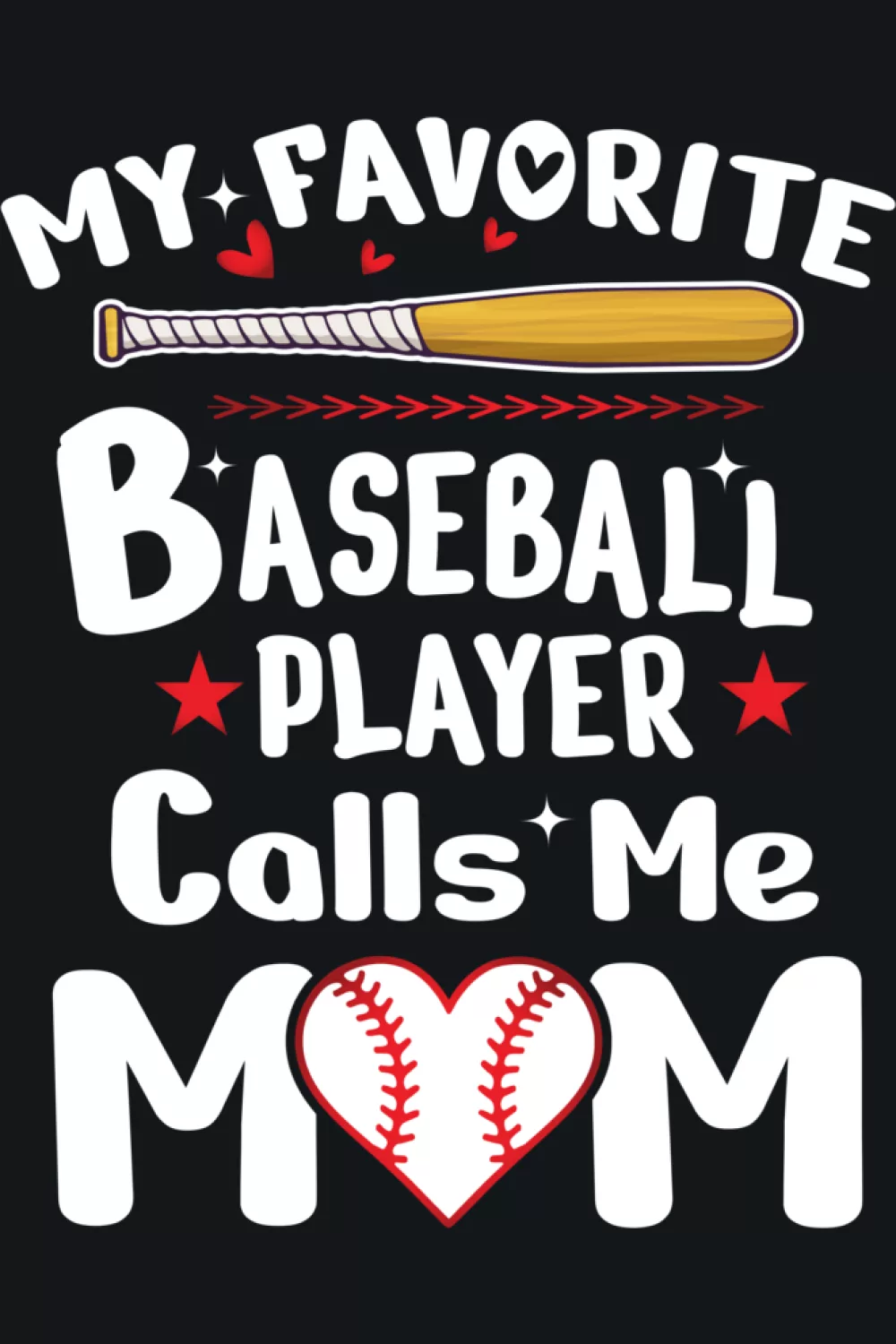 Mom baseball phrase framed by a large ball and simple decorative lines.