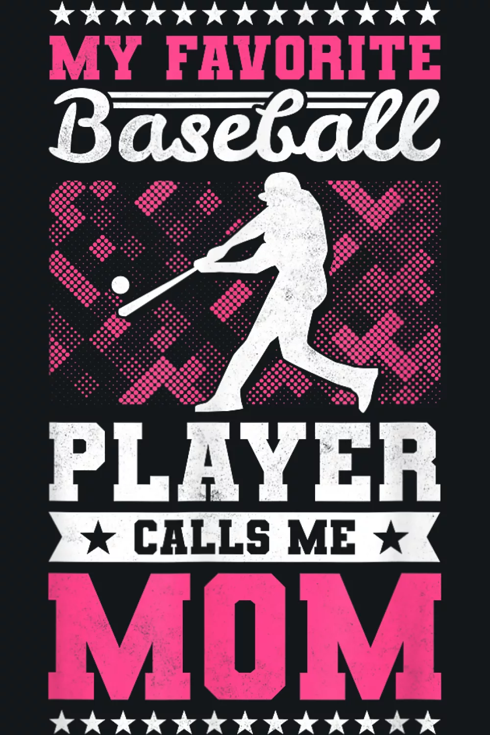 Simple patriotic baseball mom slogan with a stitched ball and flag colored accents.