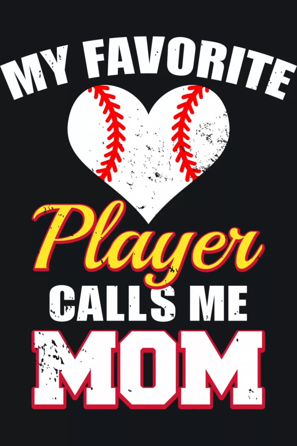 Heart shaped baseball art with large friendly lettering.