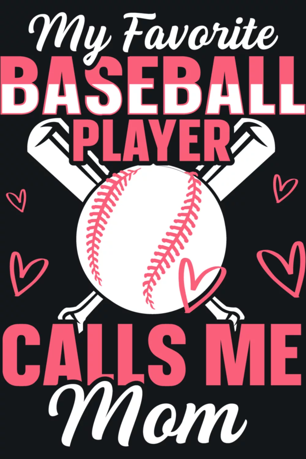 Baseball mom caption framed by simple decorative lines above and below.
