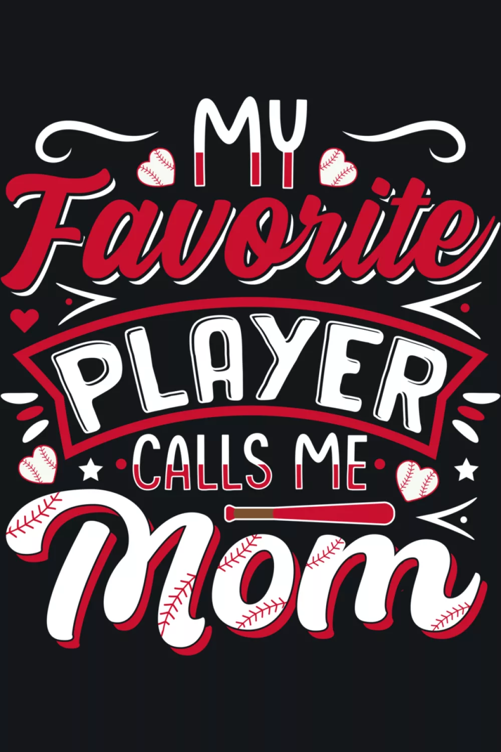 Mother focused caption surrounded by baseball icons for a holiday ready look.