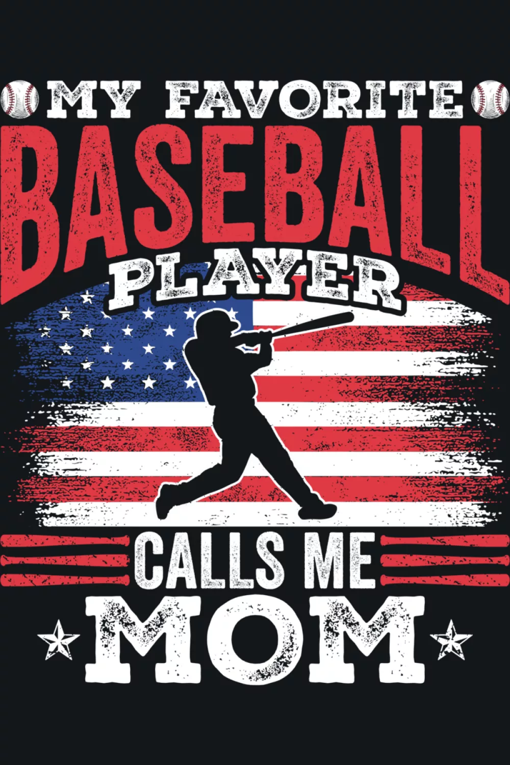 Flag accented baseball mom shirt meant for Father Day family outfits.
