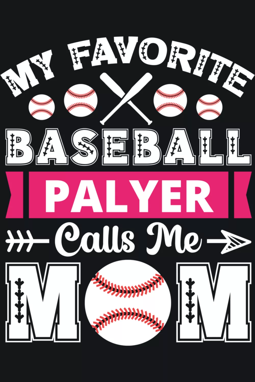 Playful baseball mom wording with light hearted patriotic details.