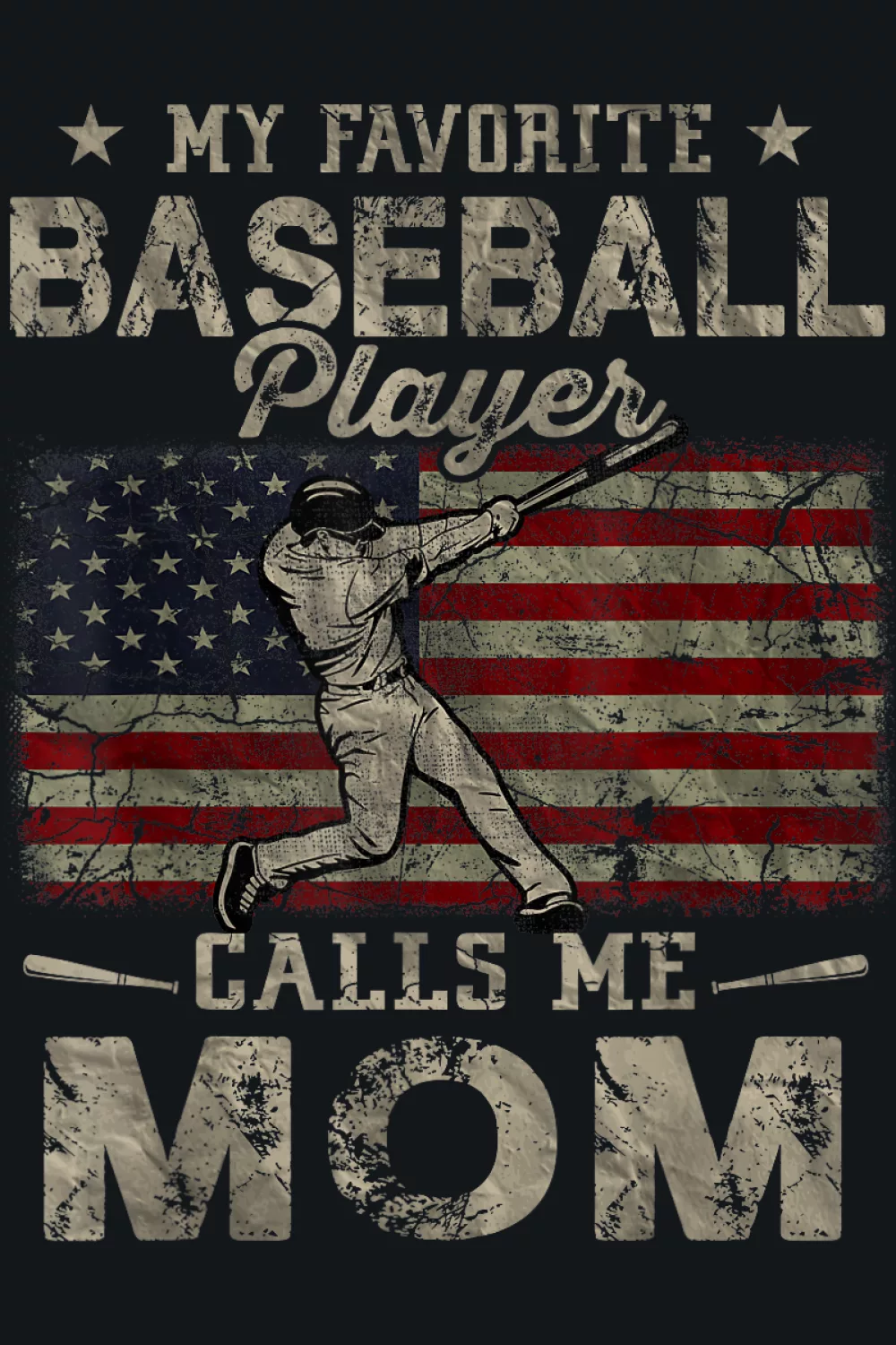 Mothers Day specific baseball mom art with soft patriotic shading.