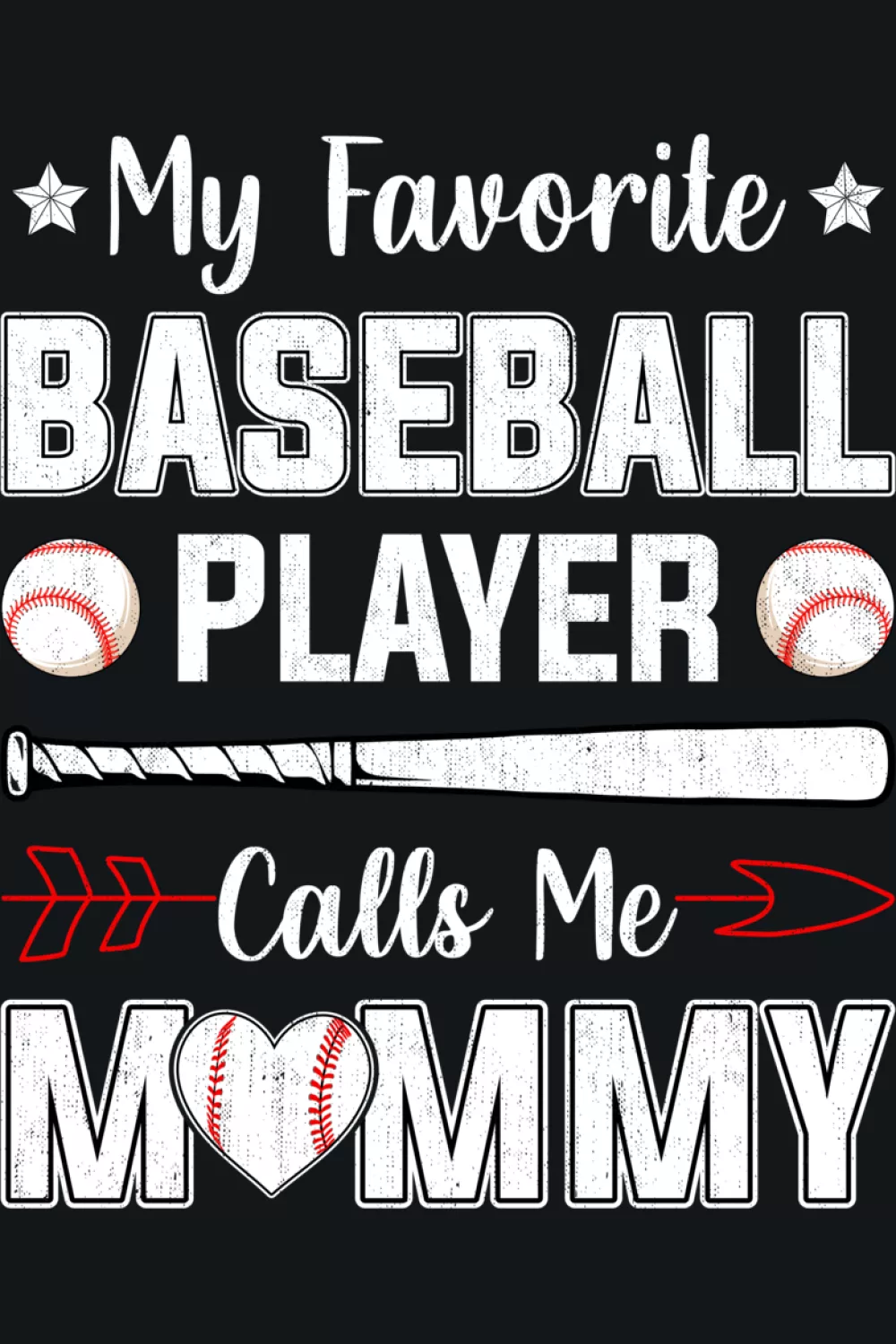 Mommy centered baseball design with playful details for younger families.