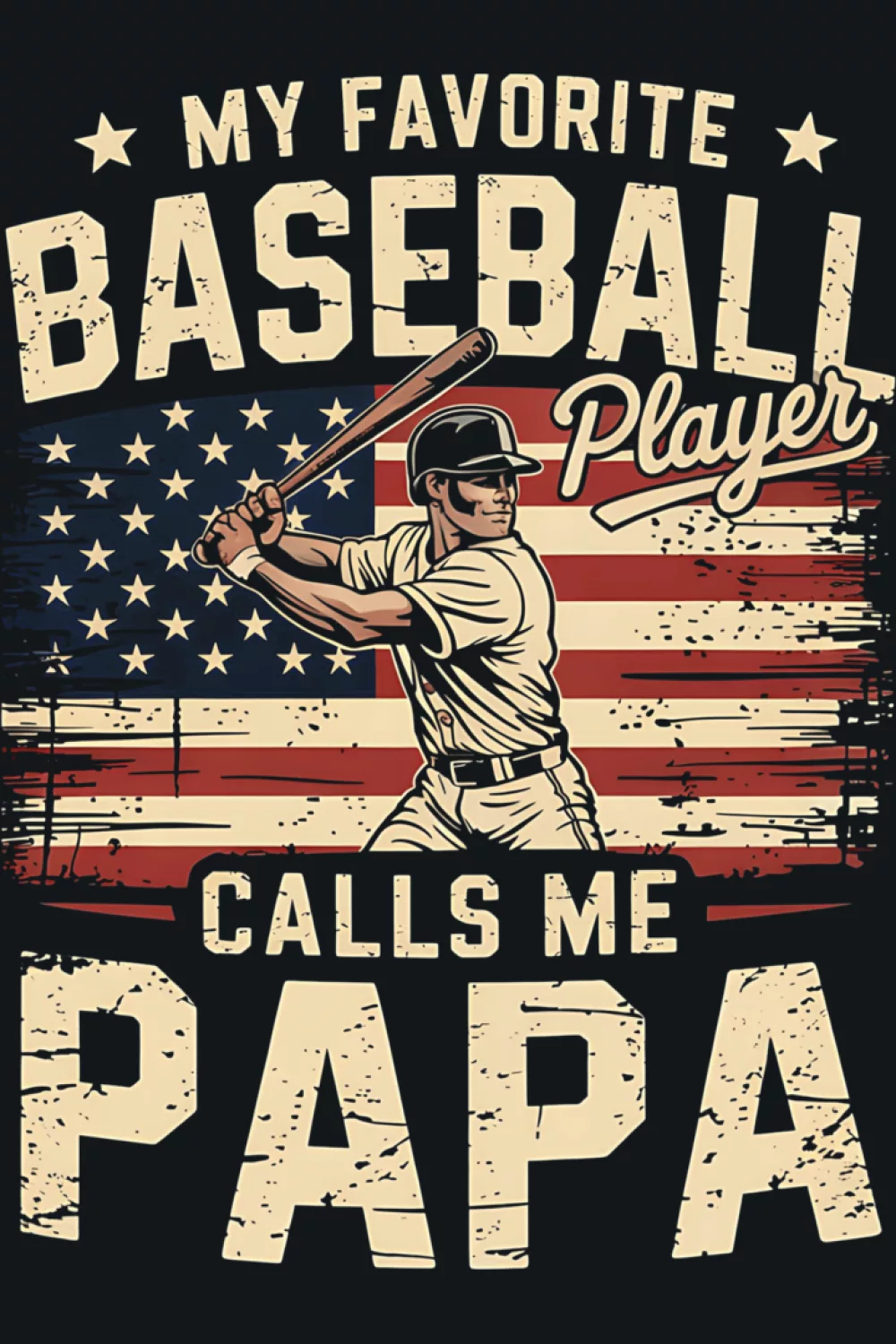 Papa Fathers Day baseball phrase with a vintage inspired feel that looks like a longtime fan favorite.