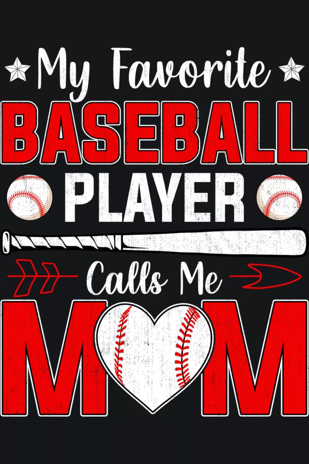 Cute graphic baseball mom design with charming icons around the text.