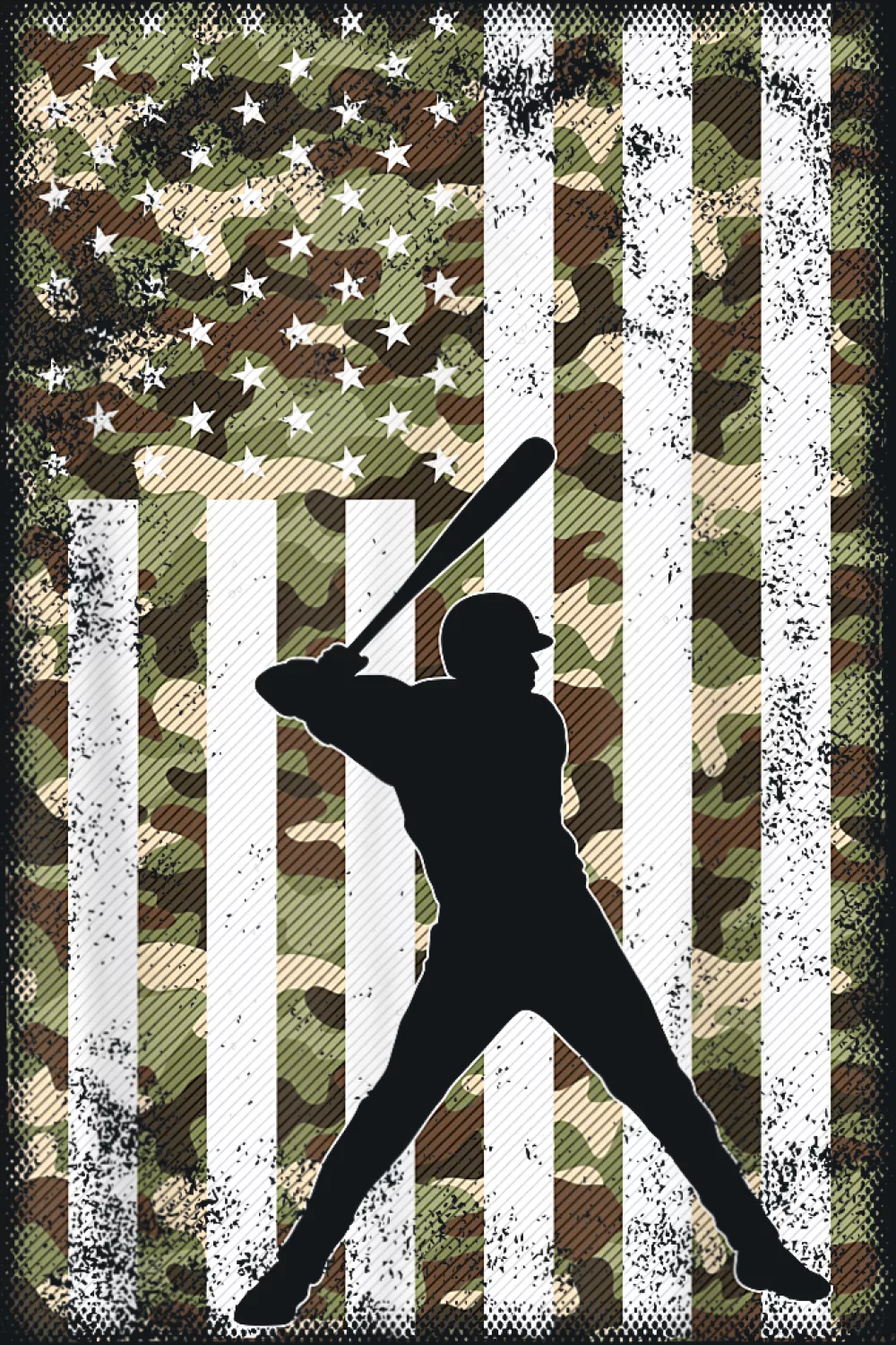 Patriotic batter over camo USA flag