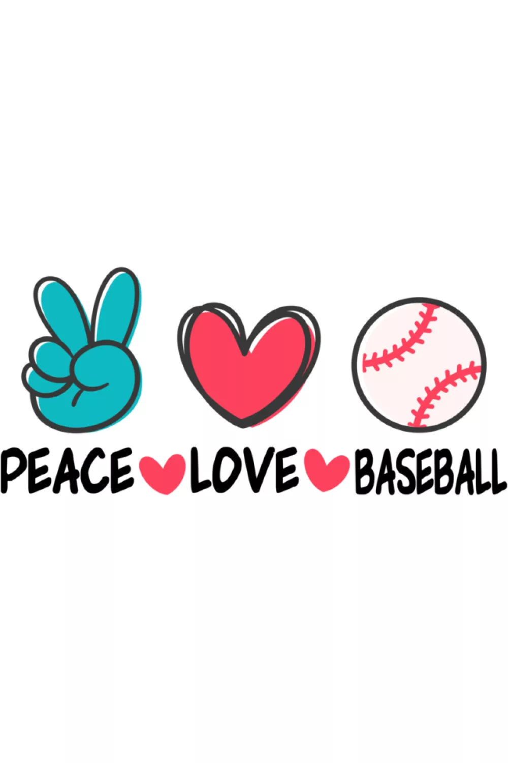 Peace heart baseball art with a light joke for adults