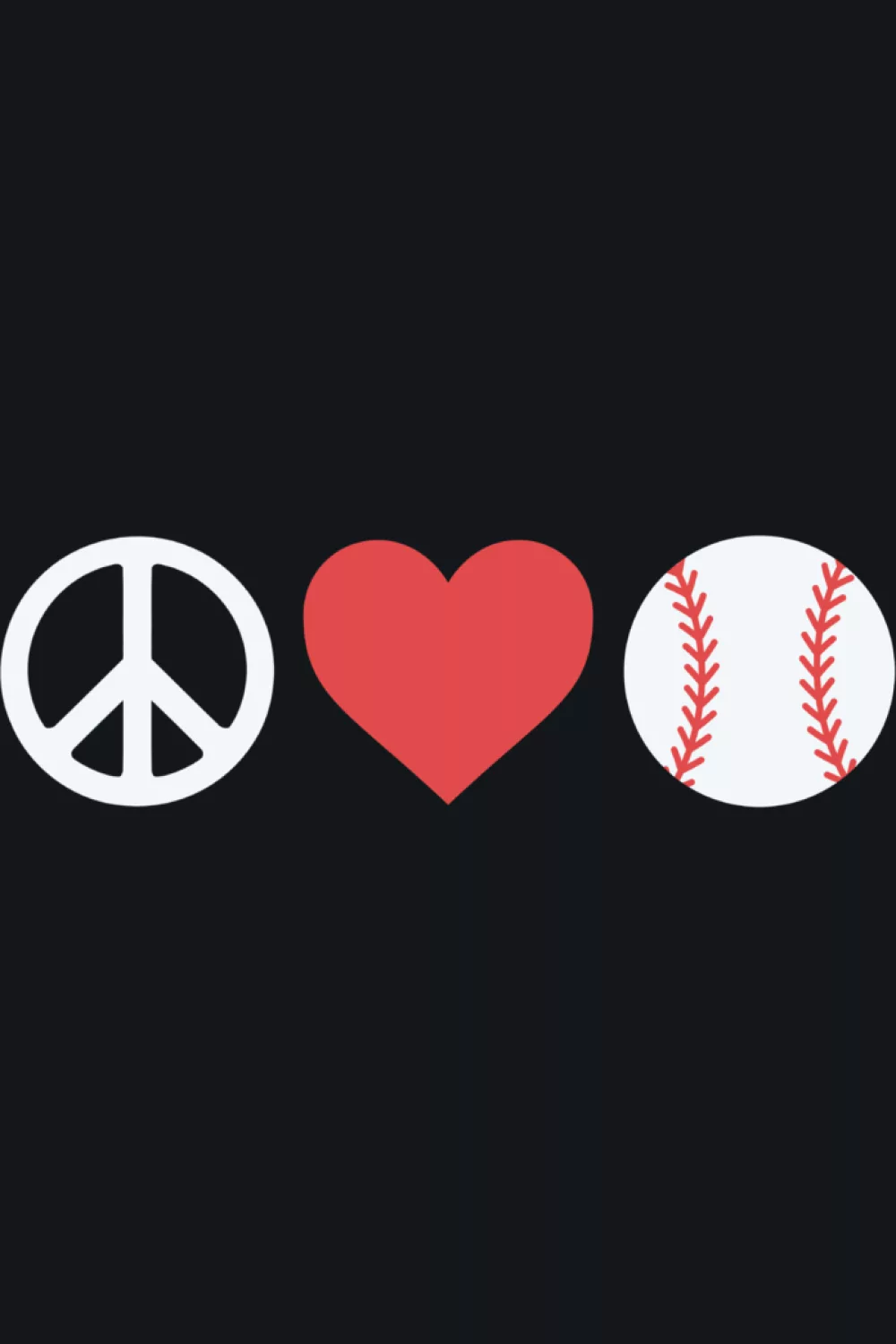 Straightforward peace love baseball text and icons