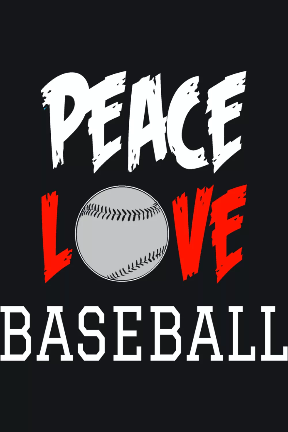 Compact peace love baseball layout with clean lines