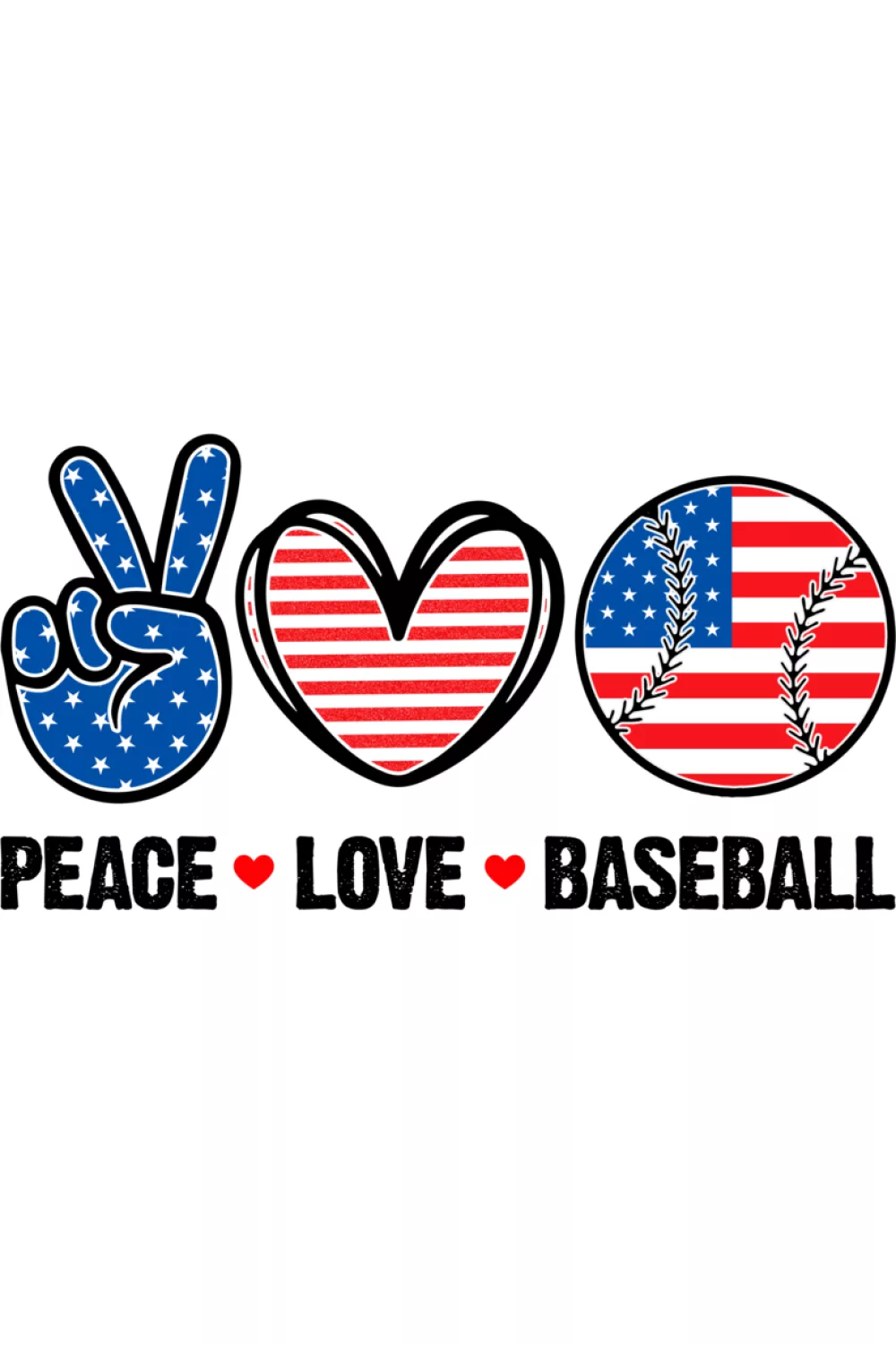 Peace and baseball graphic with an American flag accent