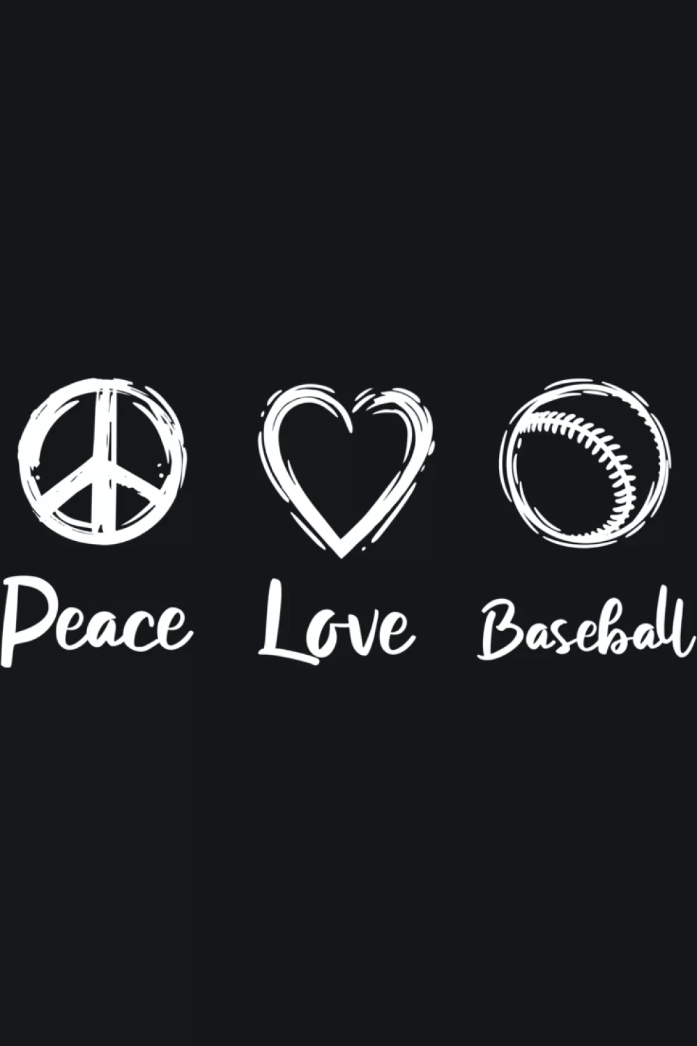 Peace love baseball art built around a ballplayer theme