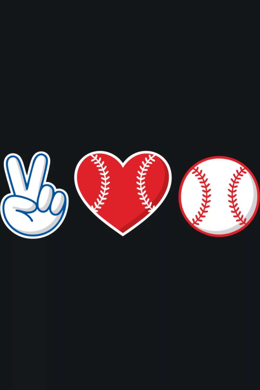Peace love baseball design in blue red and white