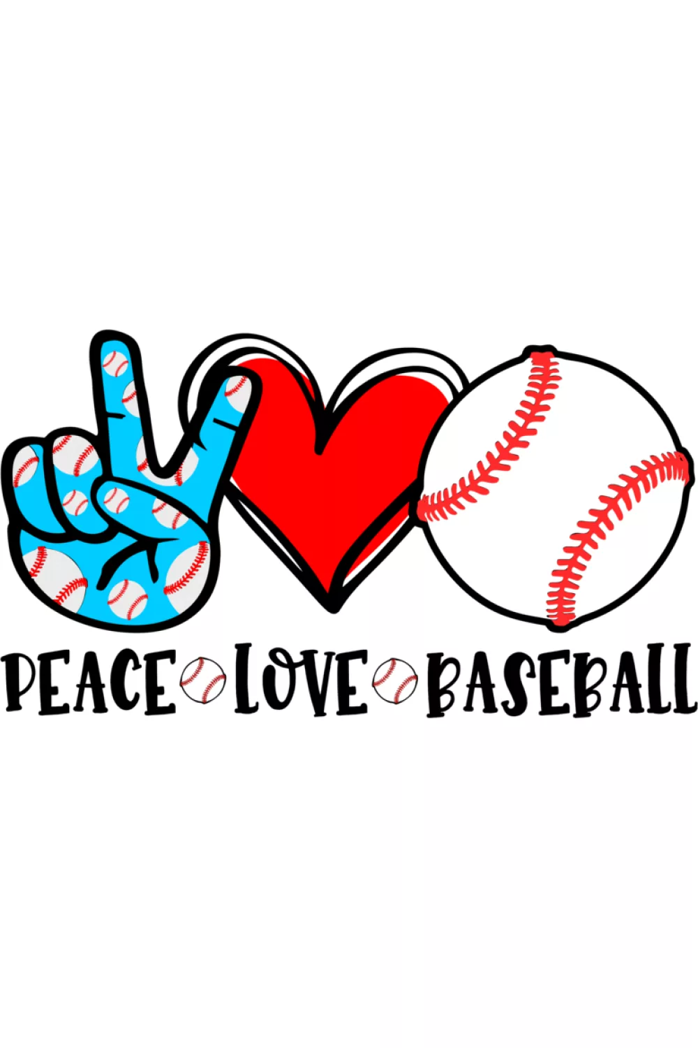 Peace and heart baseball icons sized for youth teams