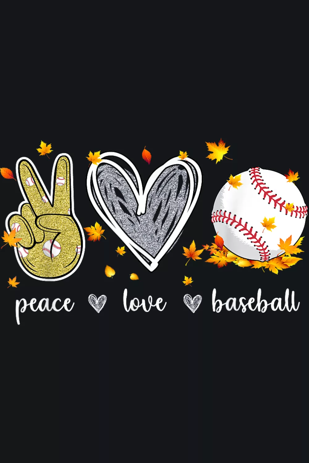 Peace love baseball design with warm fall colors