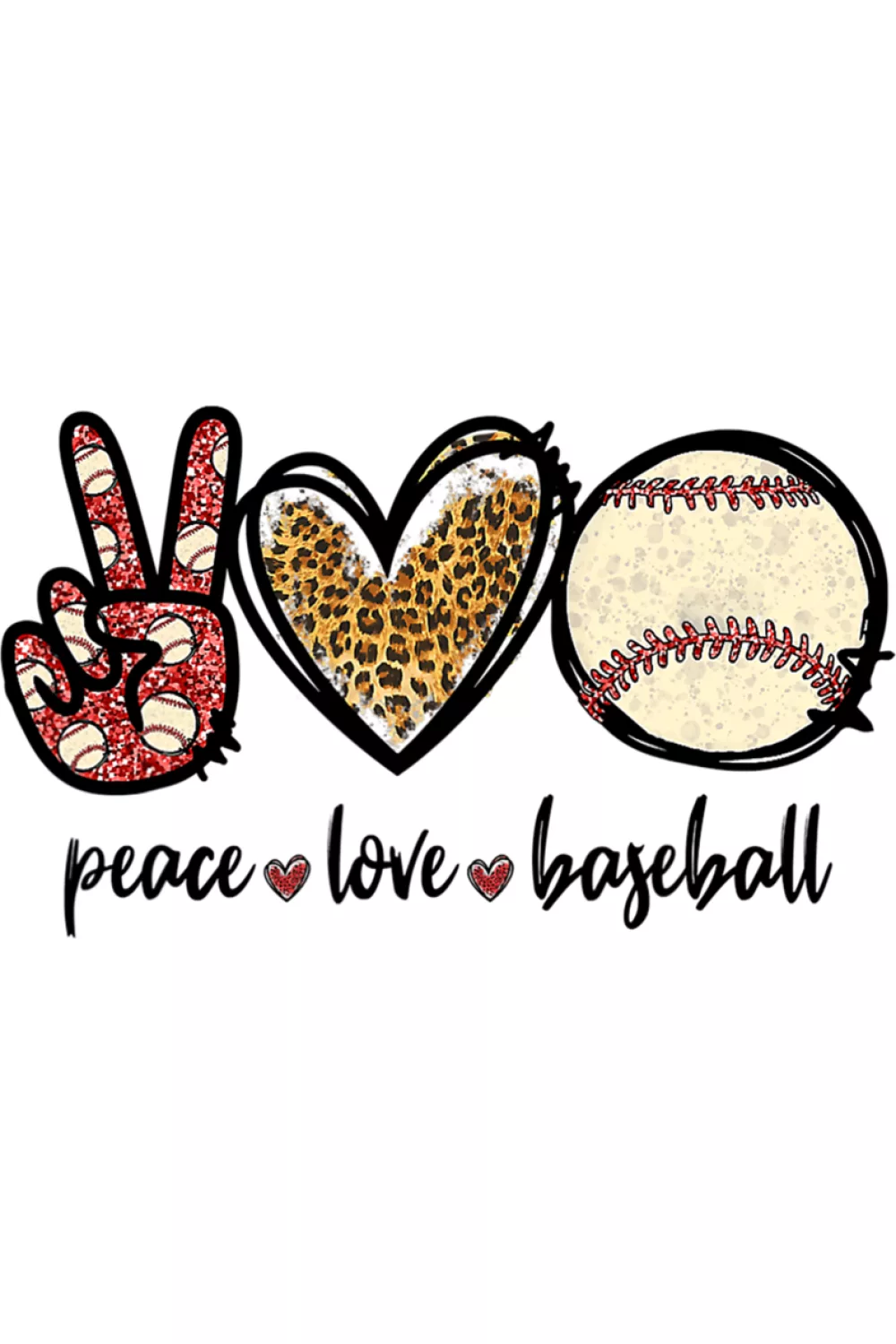 Leopard pattern peace love baseball design for team moms