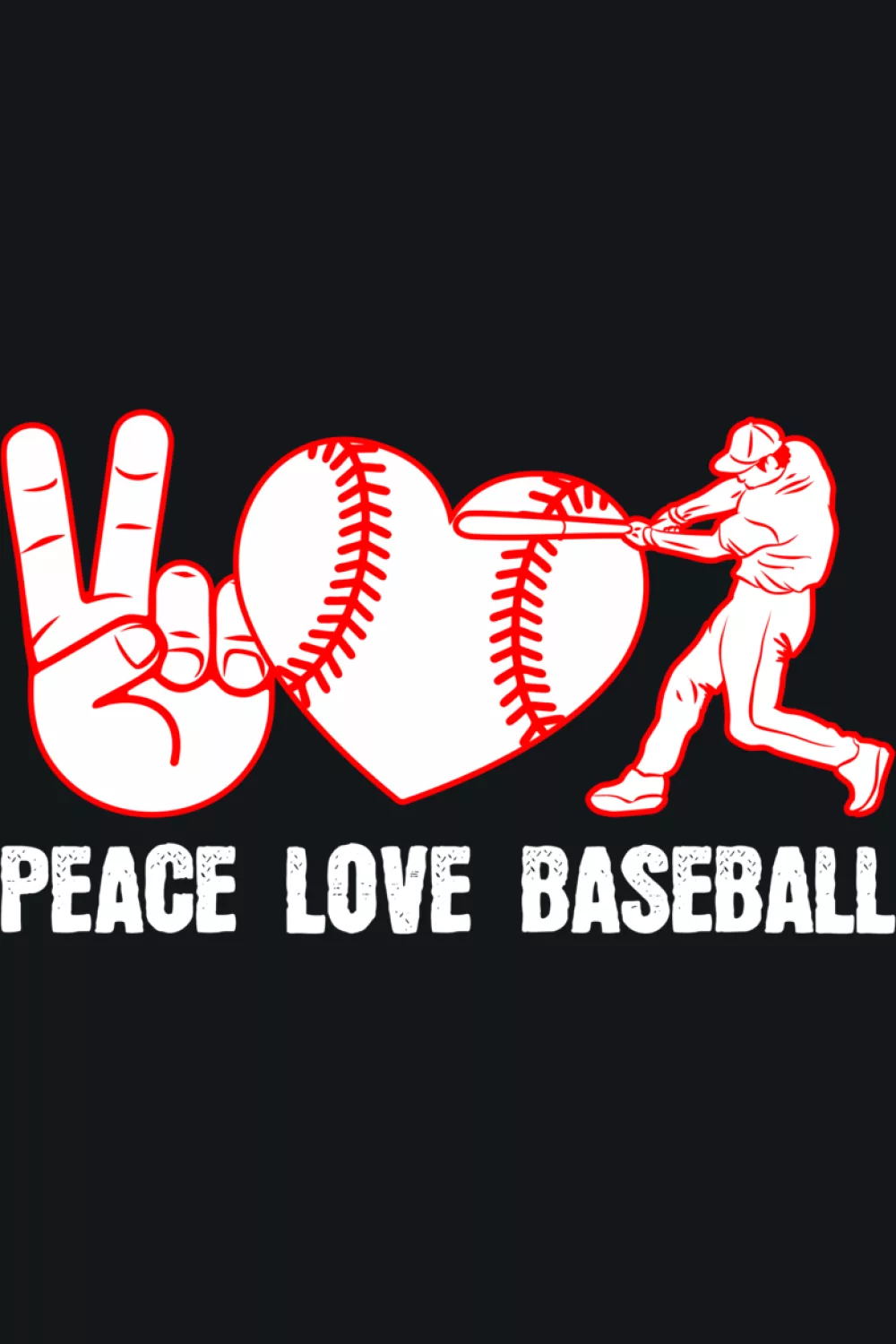 Peace love baseball artwork aimed at serious coaches and players