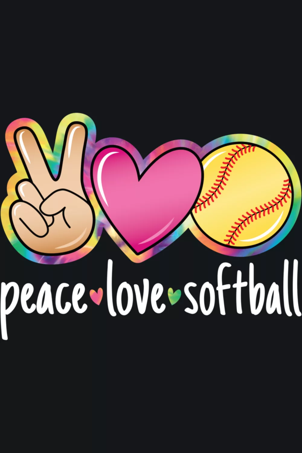 Peace love softball themed art for women and girls