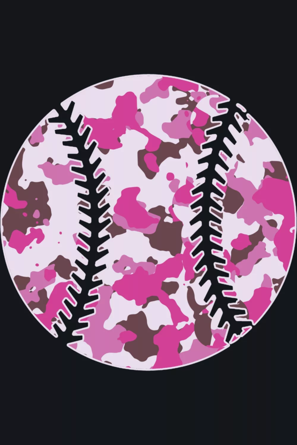 Round pink camo baseball with dark seams for statement outfits