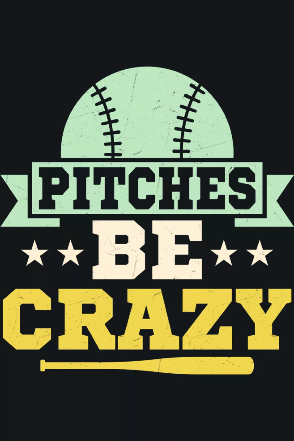 Pitches Be Crazy baseball and softball design with shared icon.