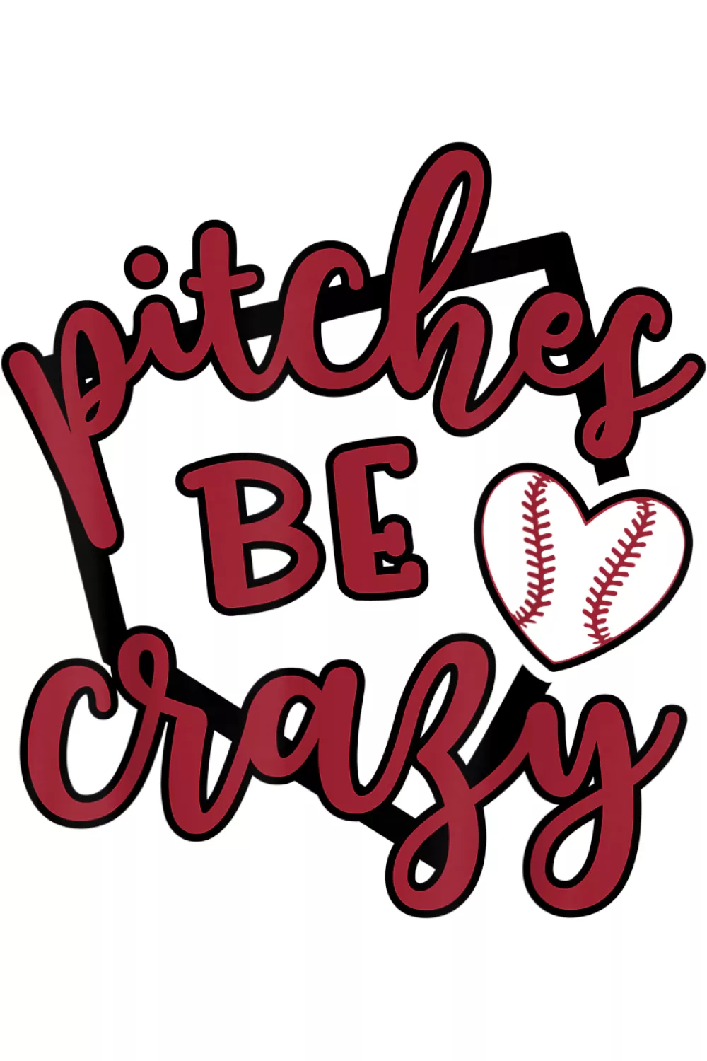 Pitches Be Crazy baseball and softball funny Christmas tee with ball and stars.