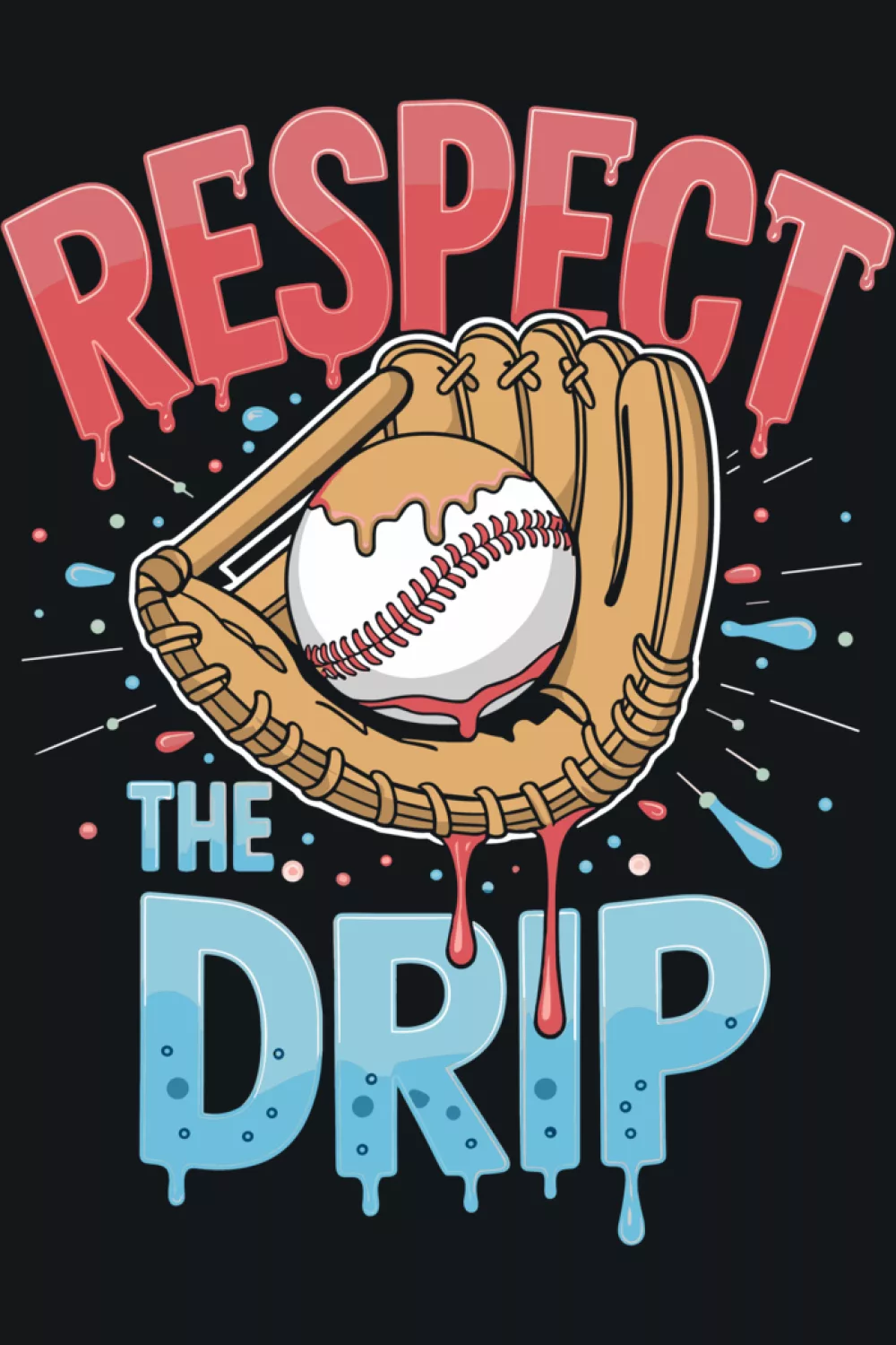 Glove and bat crest with creamy drip details around the edges