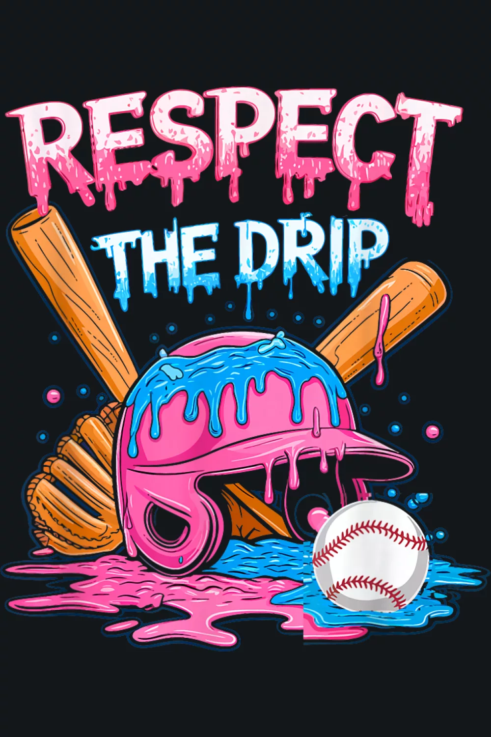 Home plate with ball and dripping scoops