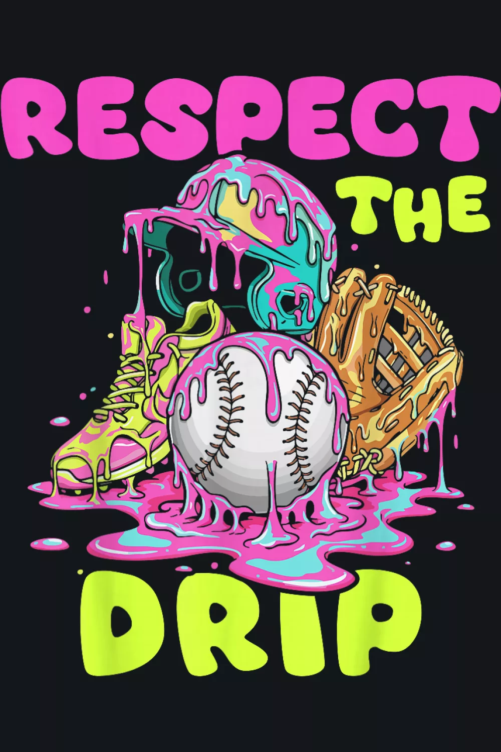 Crossed bats and cone home plate logo that screams Respect The Drip