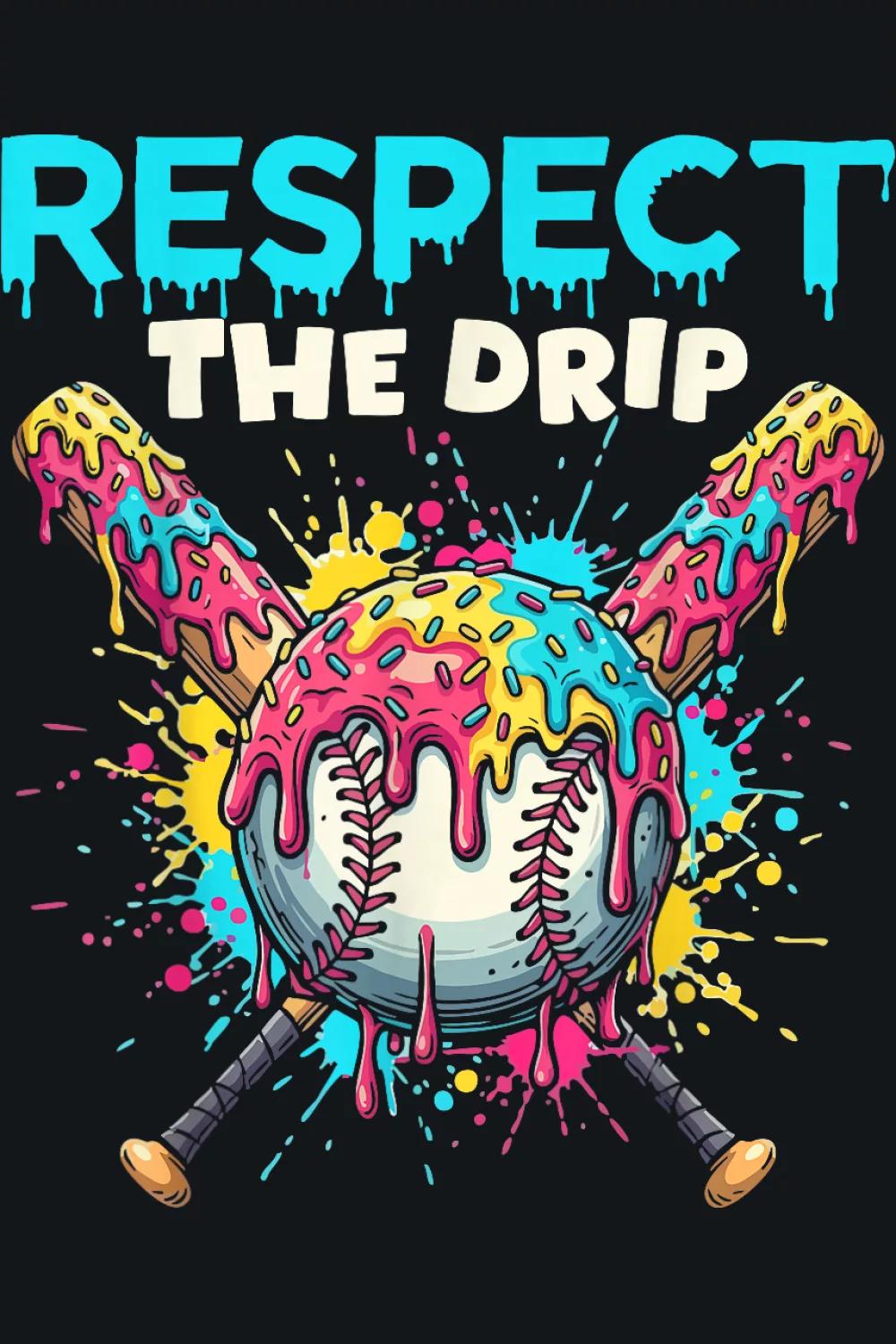 Ice Cream Drip Baseball Shirts for Youth idea with home plate cone and crossed bats