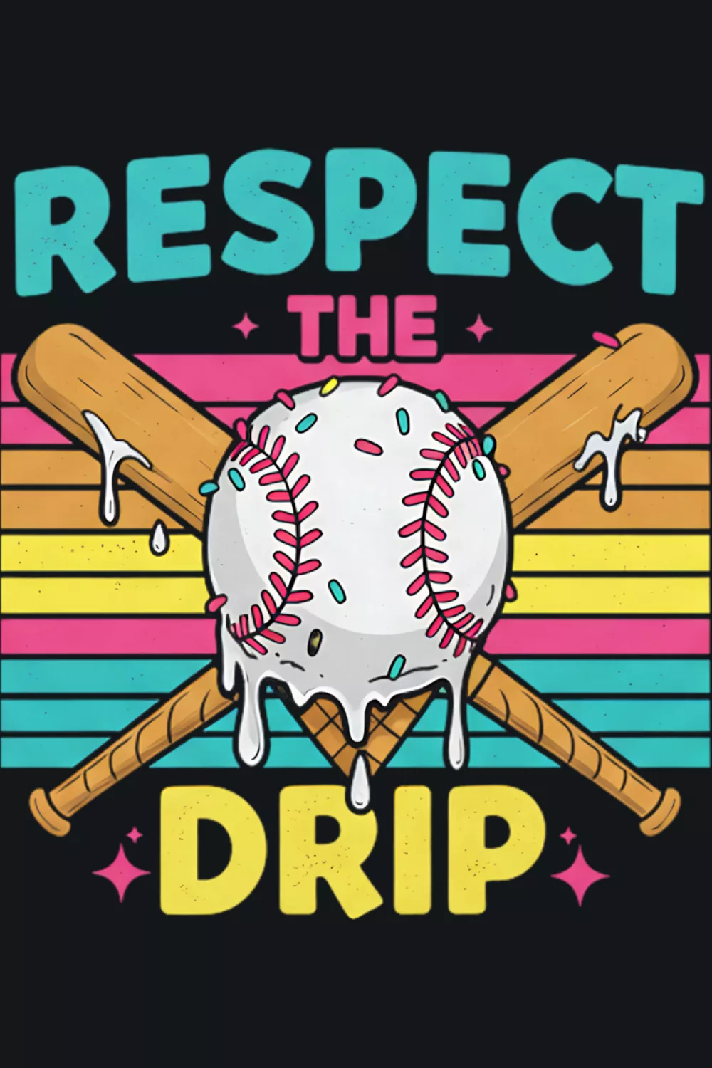 Retro style cone art with bold block letters for youth travel teams