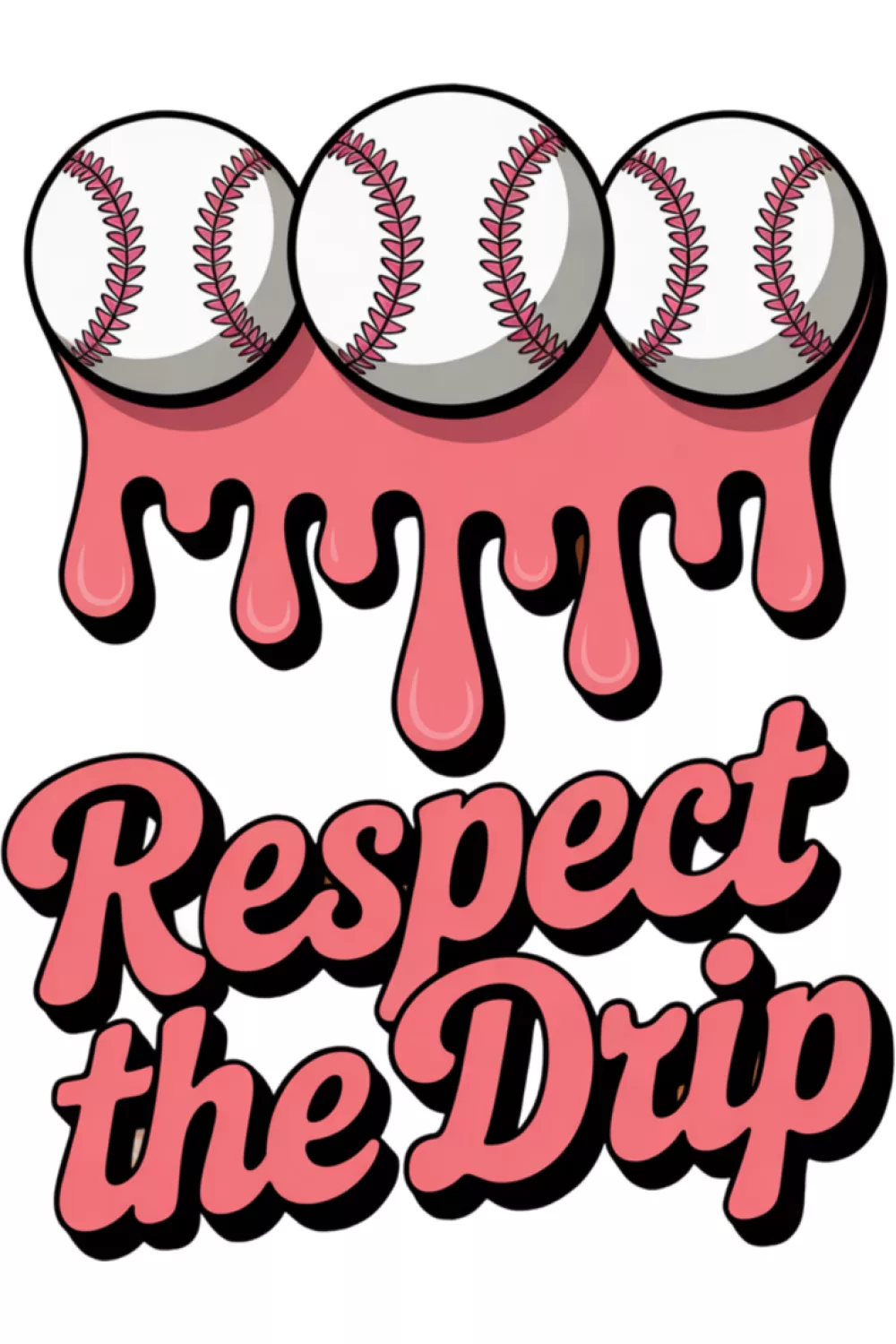 Simple square layout with big drip text above a calm baseball icon