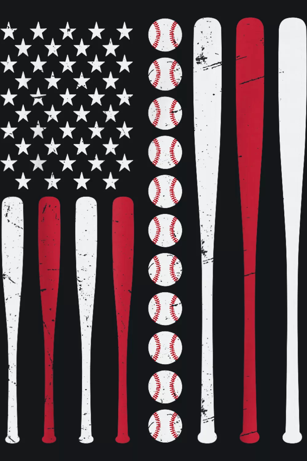Retro stamp with stars and bats