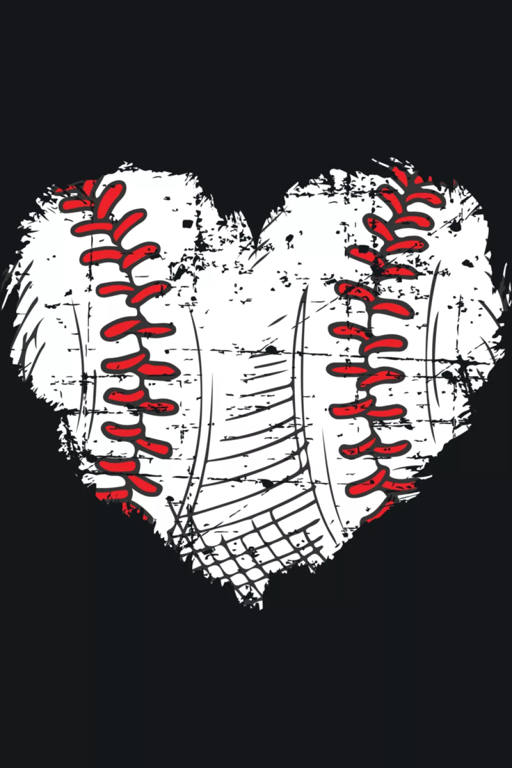 41+ Love Baseball Heart Shirt Design Ideas for Game Day and Valentines Day 44 Retro grunge baseball stitching heart for fans who love worn in vintage texture.