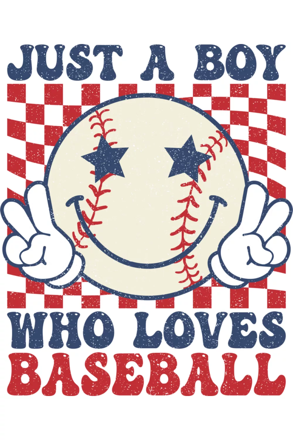Retro baseball themed graphic celebrating a boy love for the game
