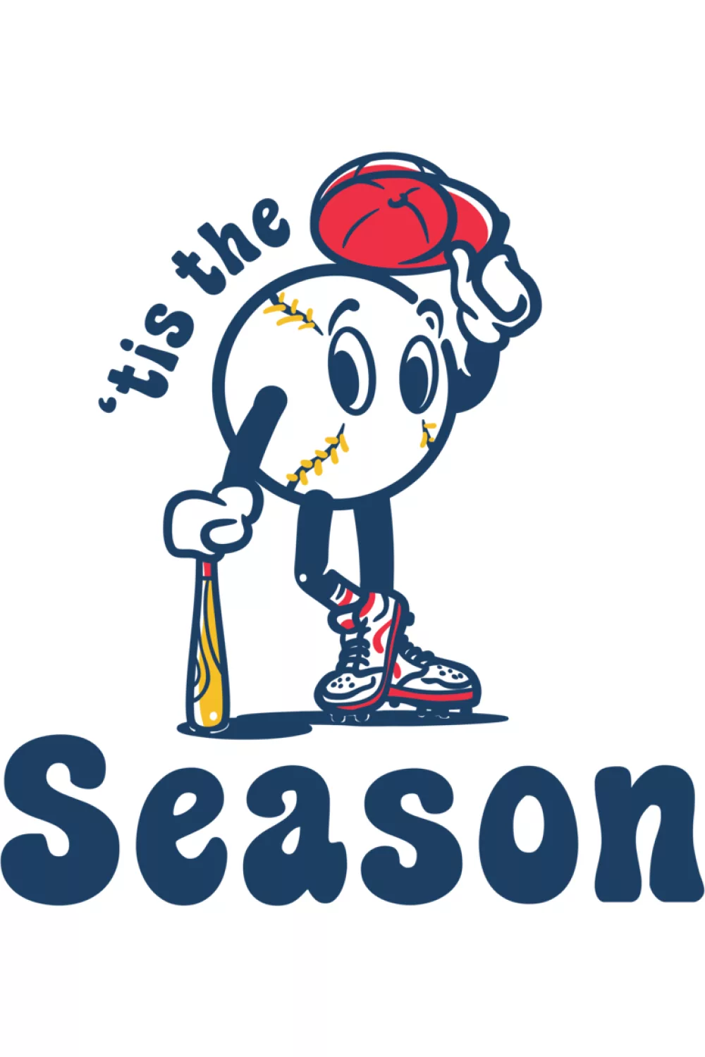 Baseball mom friendly seasonal slogan that works for cheering, travel days, and casual errands.