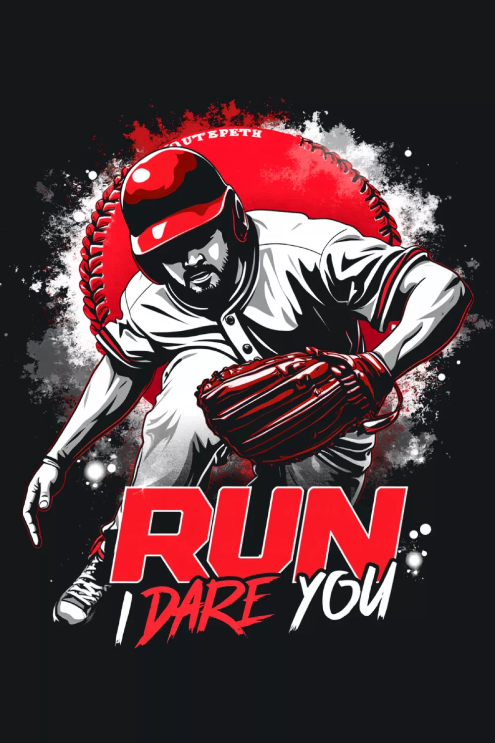 Run message over painted streaks behind a bold player icon