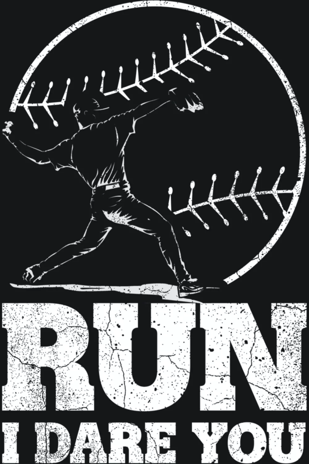 Pitcher in front view staring down the plate with text