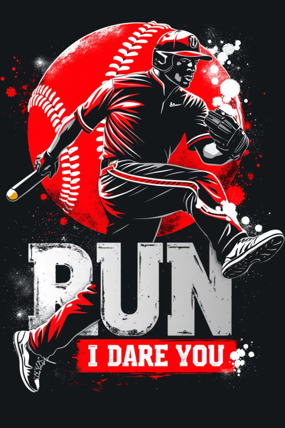 Runner streaking across a circle with bright contrast text