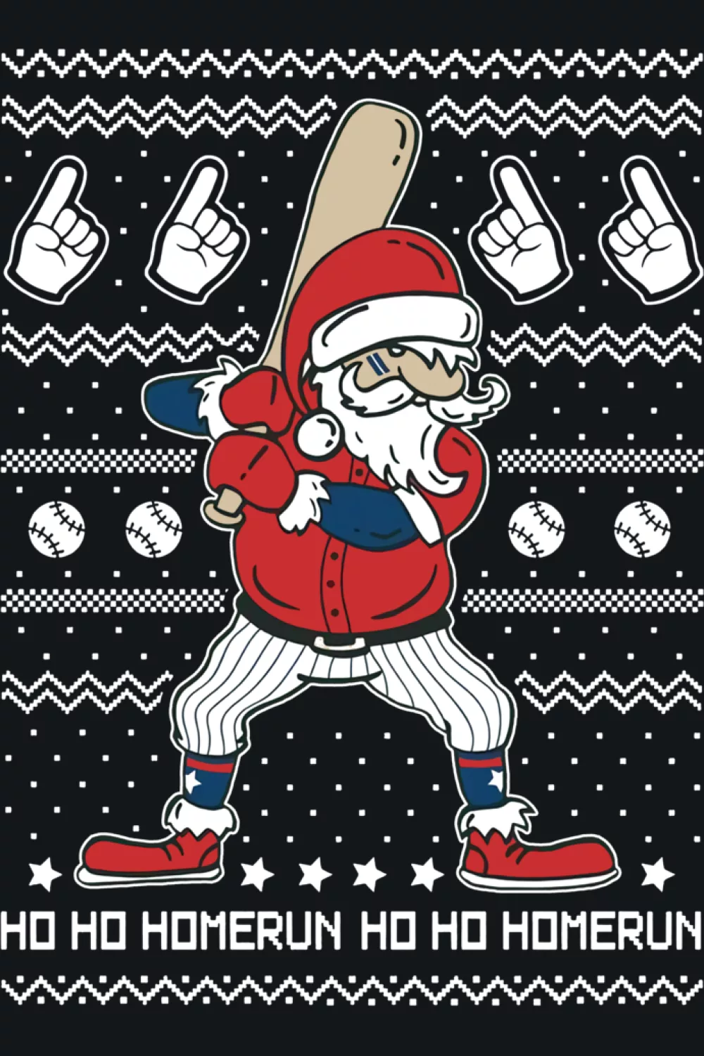 Santa baseball fan home run funny ugly sweater