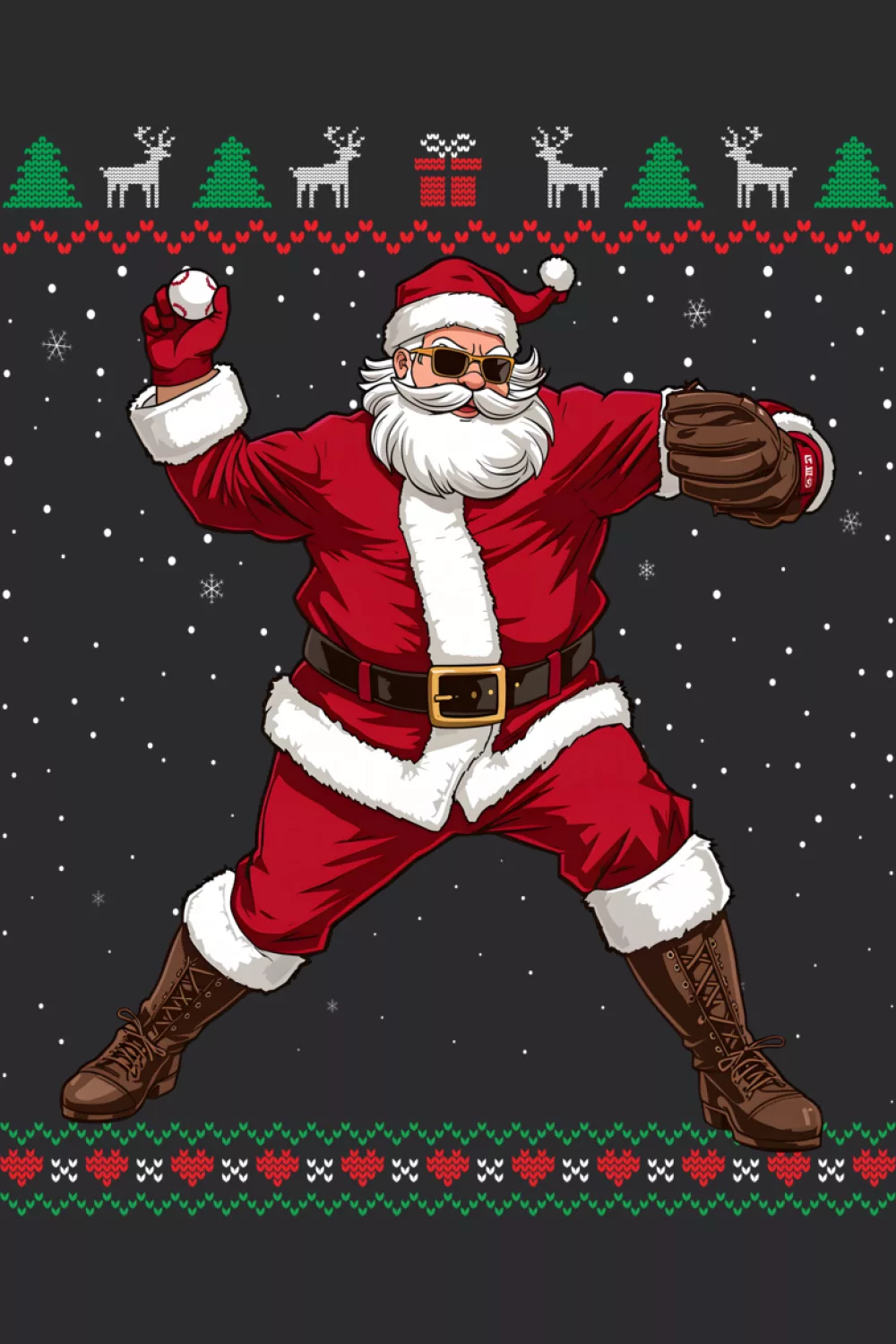 Santa baseball pitcher Christmas funny ugly sweater