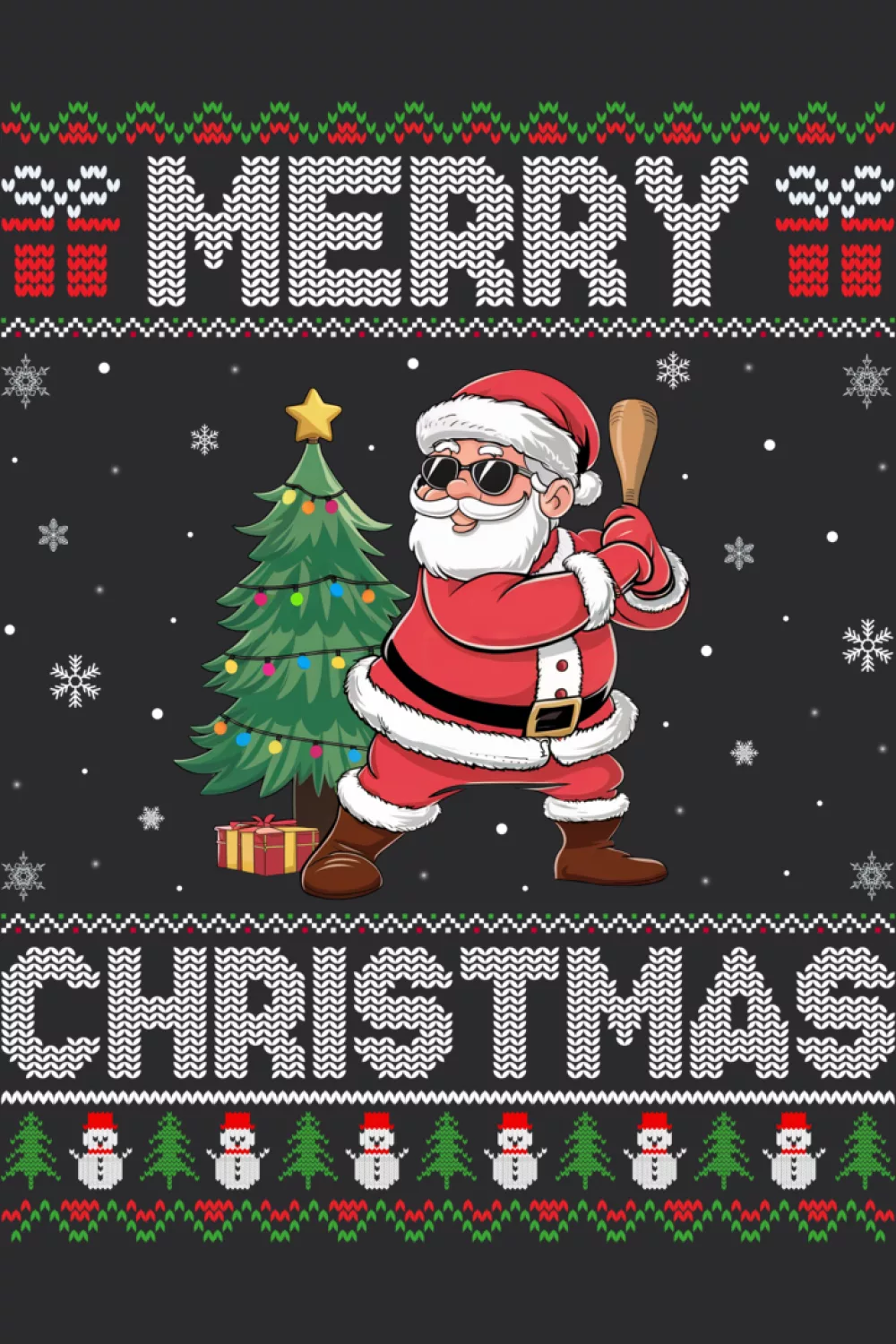 Santa playing baseball ugly Christmas sweater for men women kids