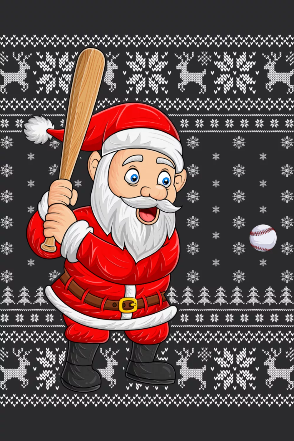 Santa playing baseball ugly Christmas sweaters mix